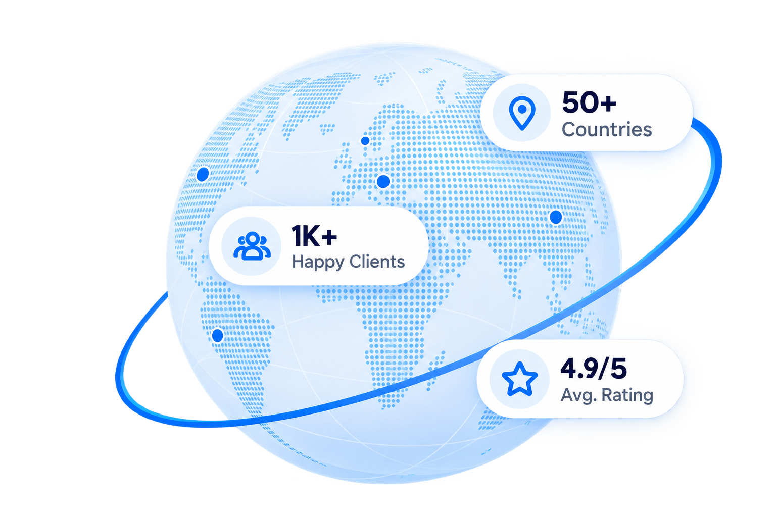 WebTechVue trusted worldwide — 50+ countries, 1K+ happy clients, 4.9/5 average rating